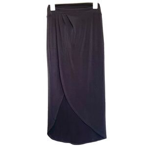 Abbeline Skirt Black Size Small Maxi Long High Low Slit Faux Wrap Lagenlook